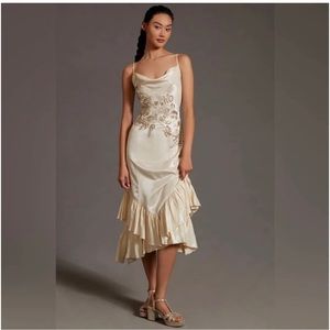 Anthropologie Hope for Flowers Embellished Slip Dress